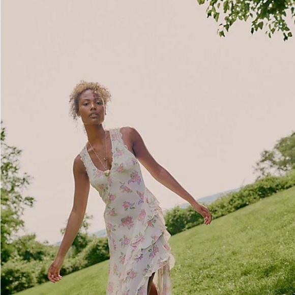 Free People Cream Sleeveless V-Neck Maxi Sundress - Picture 3 of 10